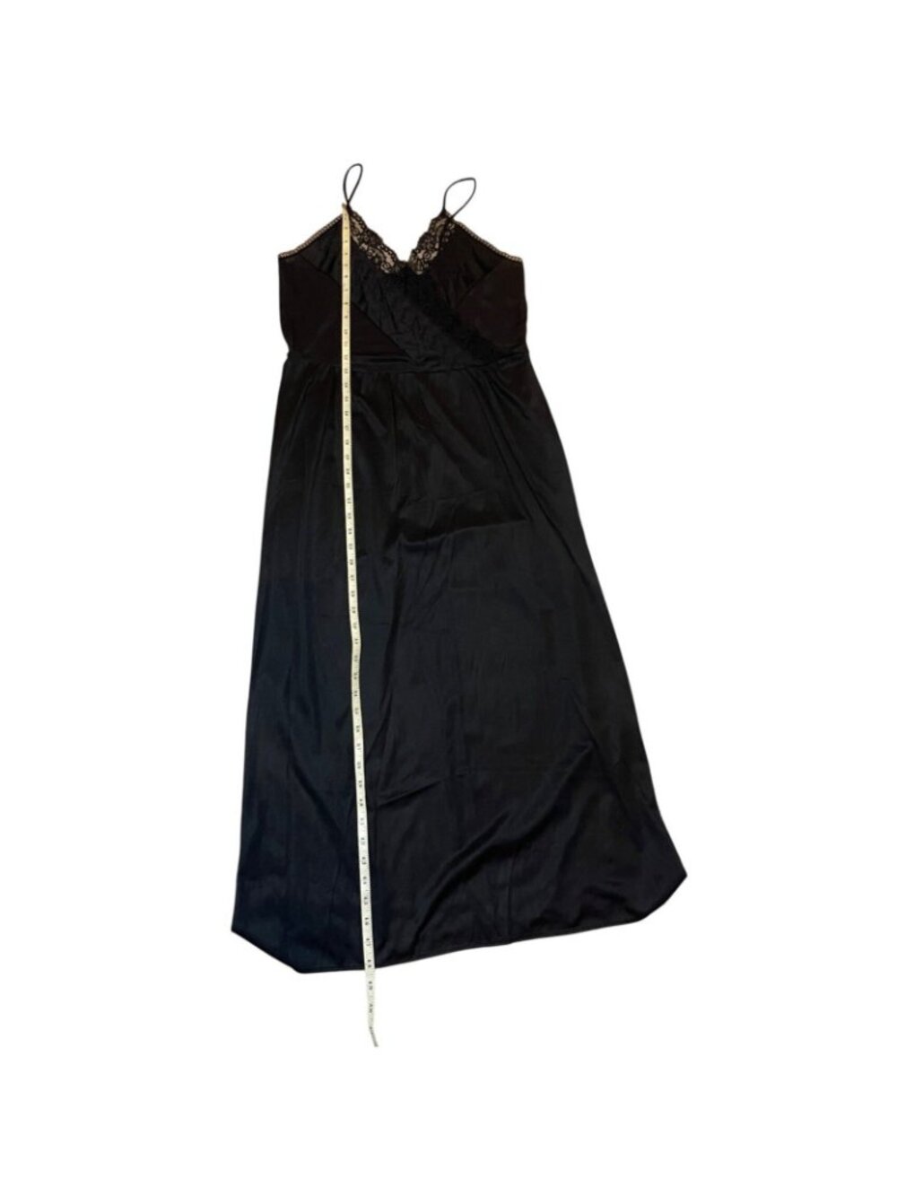 Vintage Private Treasures Black Lace Trim Slip Nightgown Size Medium 1970s - Picture 12 of 14